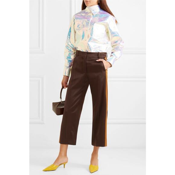 SIES MARJAN Bexley Cropped Striped Wool Twill Straight Leg Pants Size 0 - Picture 1 of 9